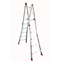 Faraone - Escalera de Aluminio - Escalera Telescópica TELES.T5 - 158 x 60 x 21 cm - 10+10 Peldaños - Escalera de…